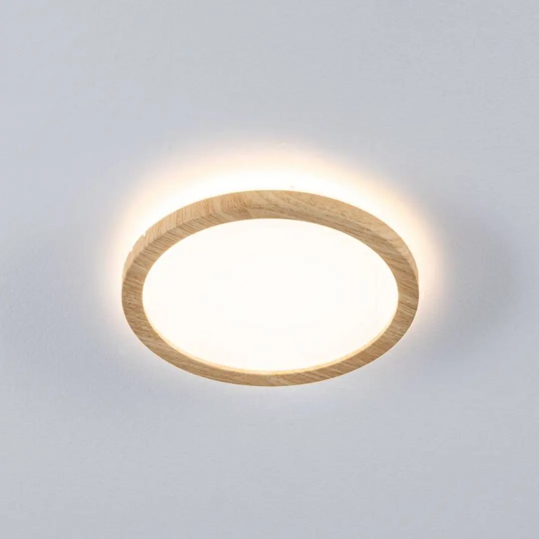 Paulmann LED-Panel Atria Shine Ø19cm holz IP44 3000K an/aus