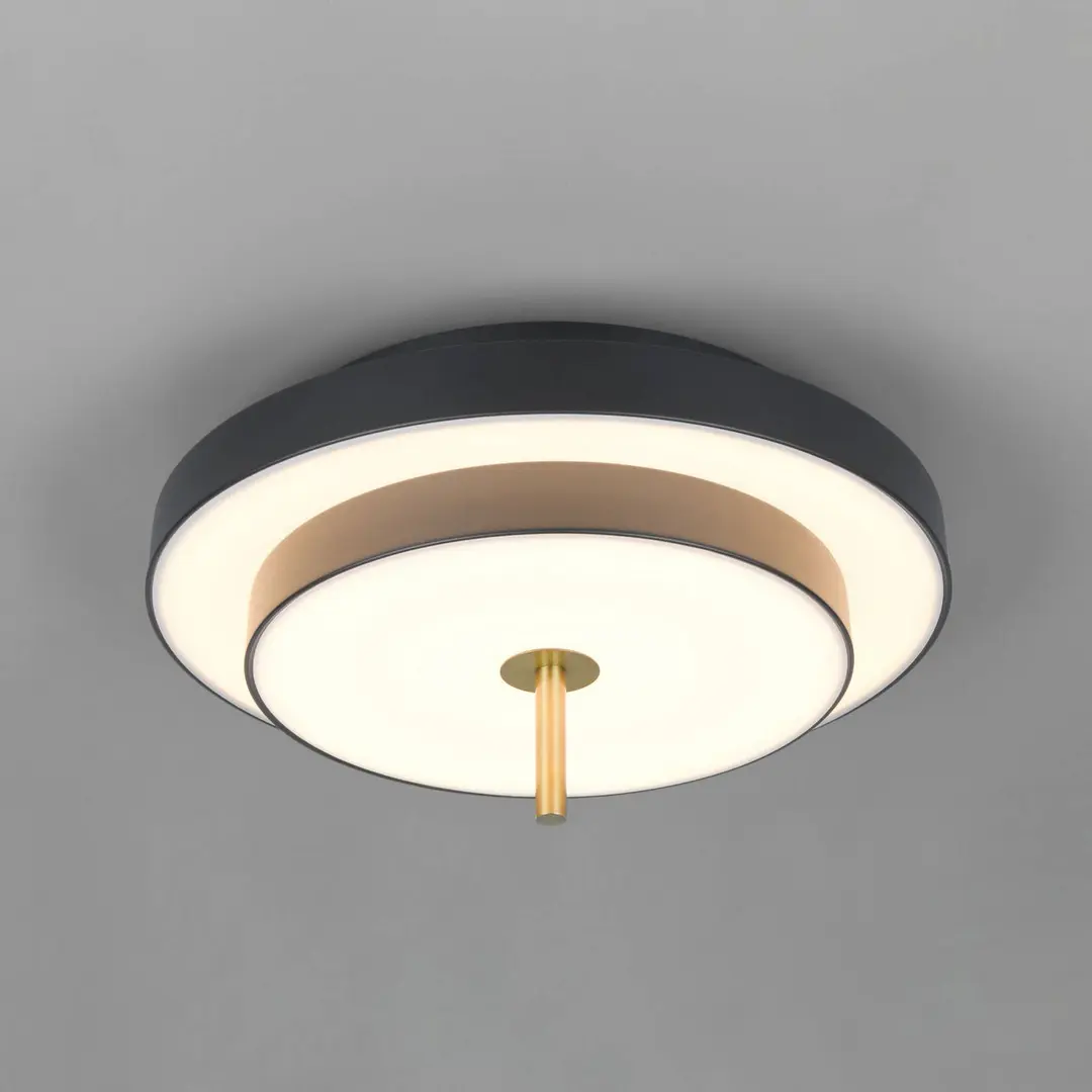 Trio Lighting LED-Deckenlampe Keaton, schwarz/goldfarben, Ø 40 cm, CCT