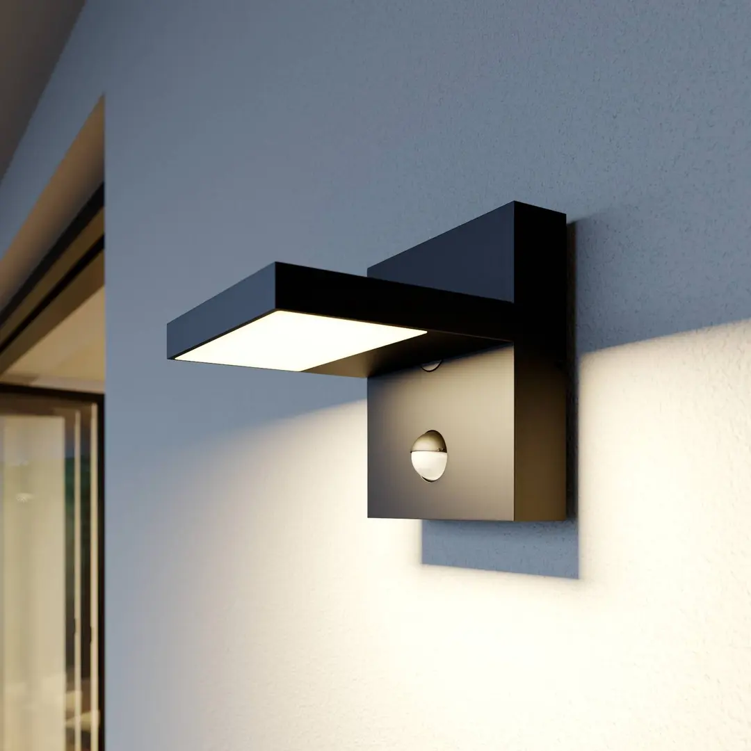 Lucande LED-Außenwandlampe Silvan, anthrazit, Sensor, IP54