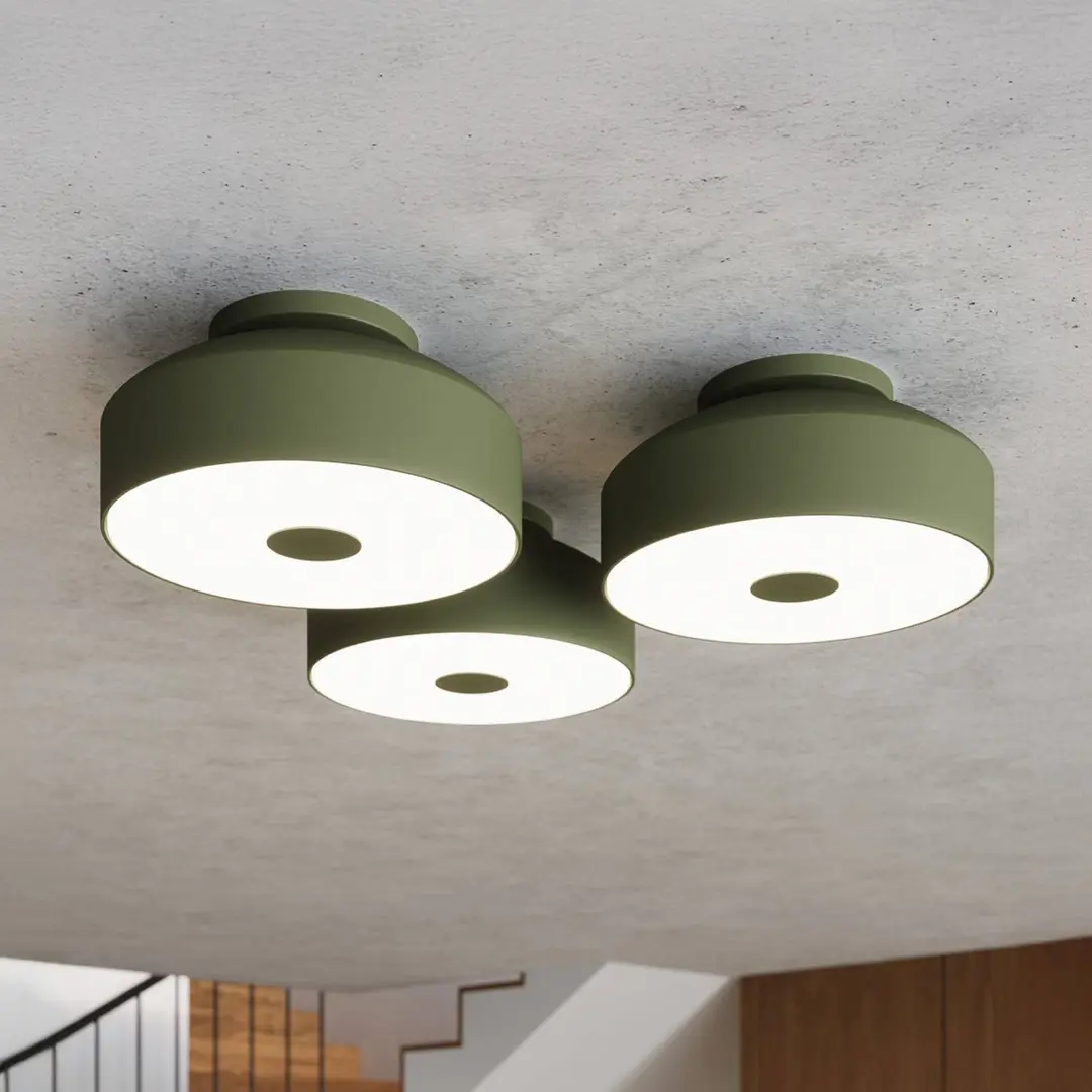 SOLLUX LIGHTING Deckenleuchte CLARO, olivgrün, Ø 30 cm, Metall, 4 x E27