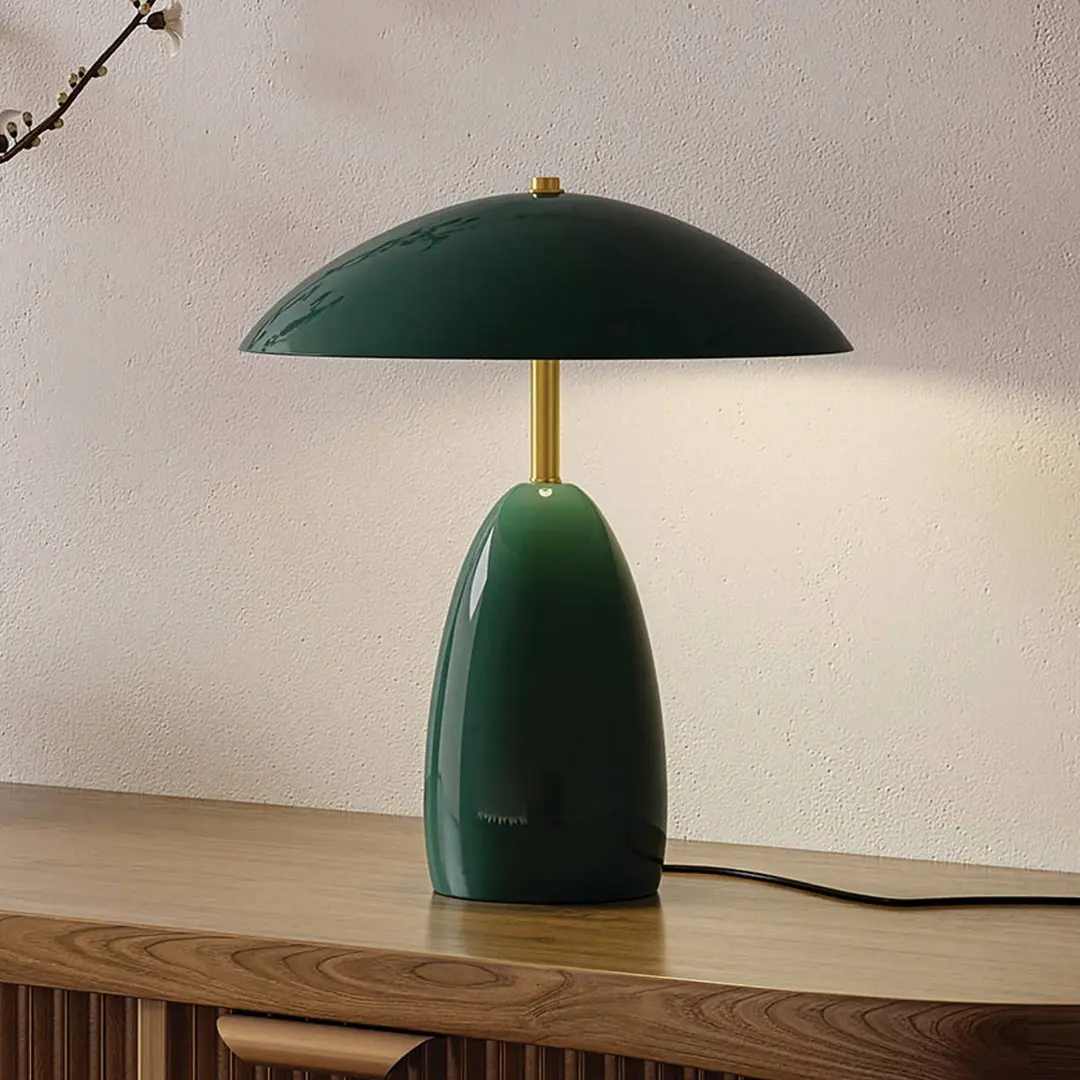 ELSTEAD LED-Tischlampe Poppy, grün, Höhe 35 cm, Metall, dimmbar