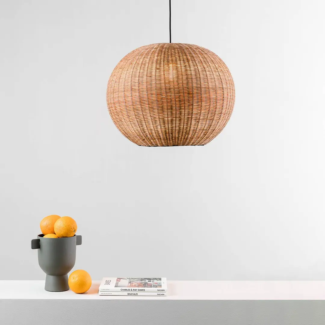 FARO BARCELONA Hängeleuchte Haka mit Rattanschirm, Ø 53 cm