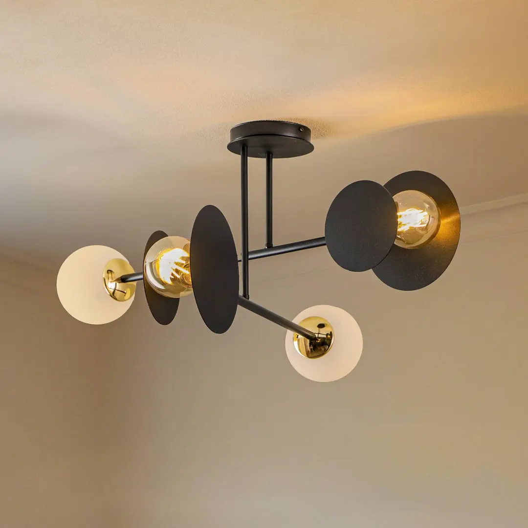 EMIBIG LIGHTING Deckenleuchte Minerva, vierflammig, schwarz