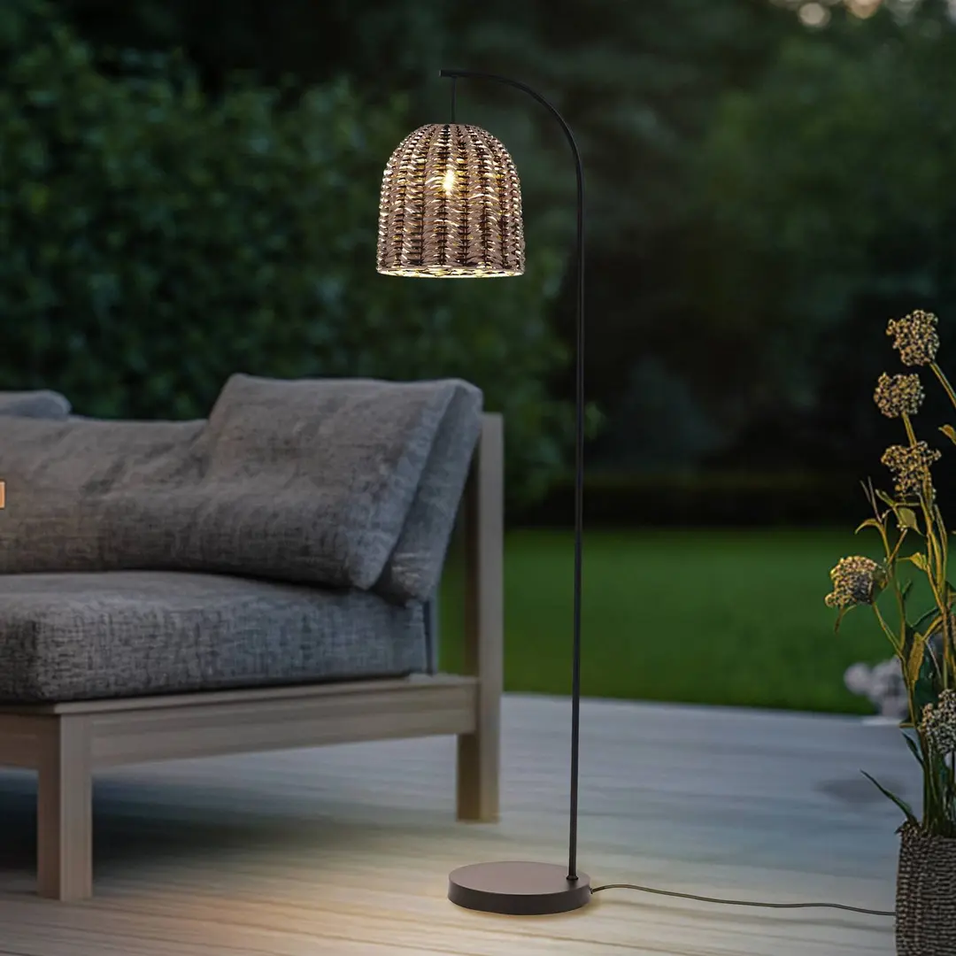 Lindby Außenstehleuchte Taryn, braun, Kunststoff, IP44 172cm