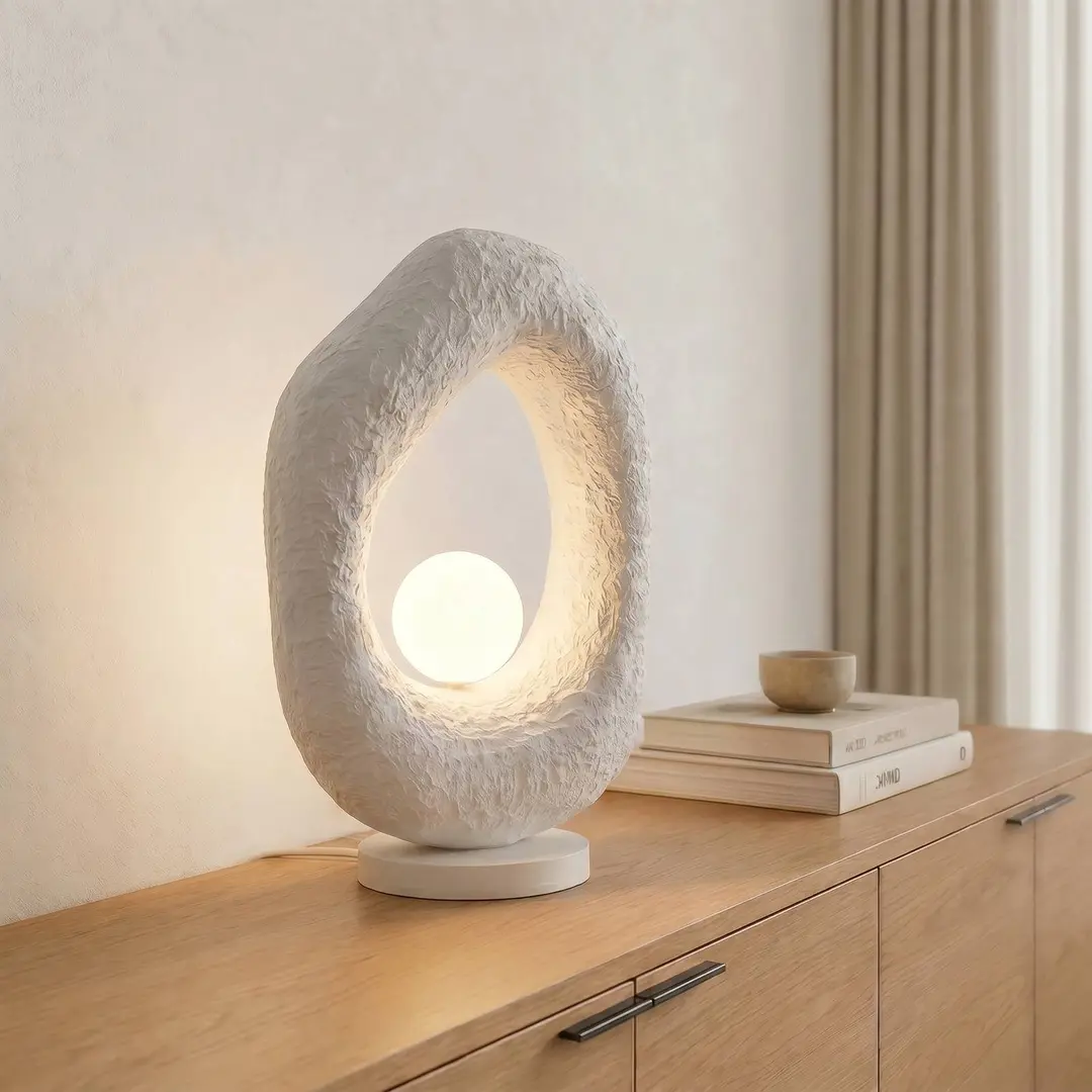 Opviq Tischleuchte Vaslı, weiß, Höhe 50 m, Fiberglas, G9