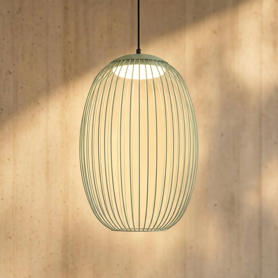 Lucande LED-Außenhängeleuchte Richi, grün, Ø 35 cm, dimmbar