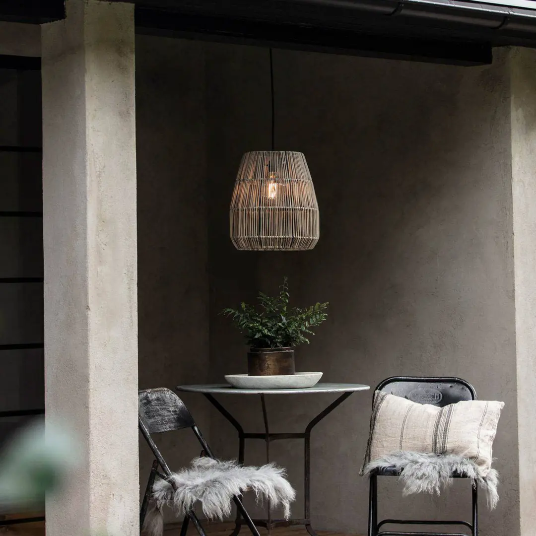 PR Home Außenhängelampe Saigon, grau, Ø 38 cm, Kabel 2,5m