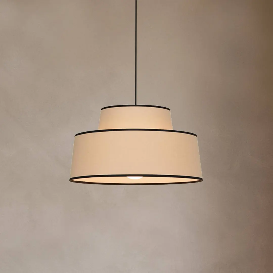 COREP Hängelampe Mallorca, kalkfarben, Ø 38 cm, Baumwolle