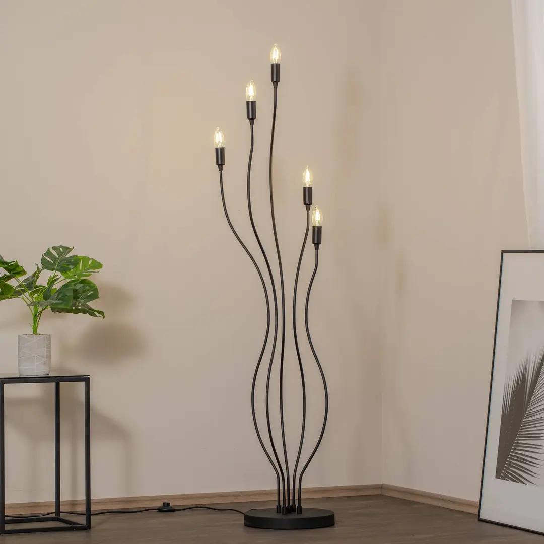 Opviq Stehlampe Bonibon 13231 schwarz Metall Höhe 155 cm 5-flammig