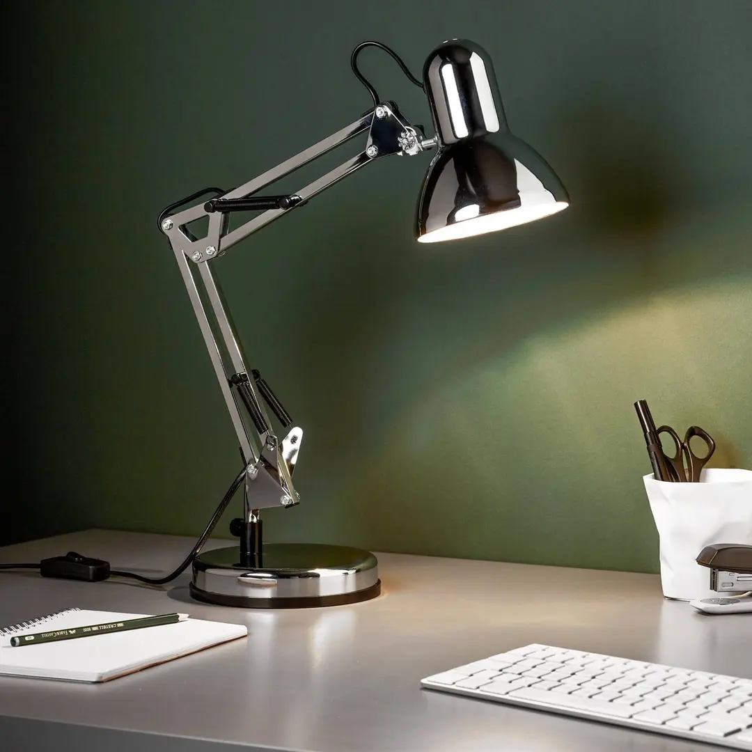 Brilliant Schreibtischlampe Henry, chrom, Höhe 50 cm, verstellbar