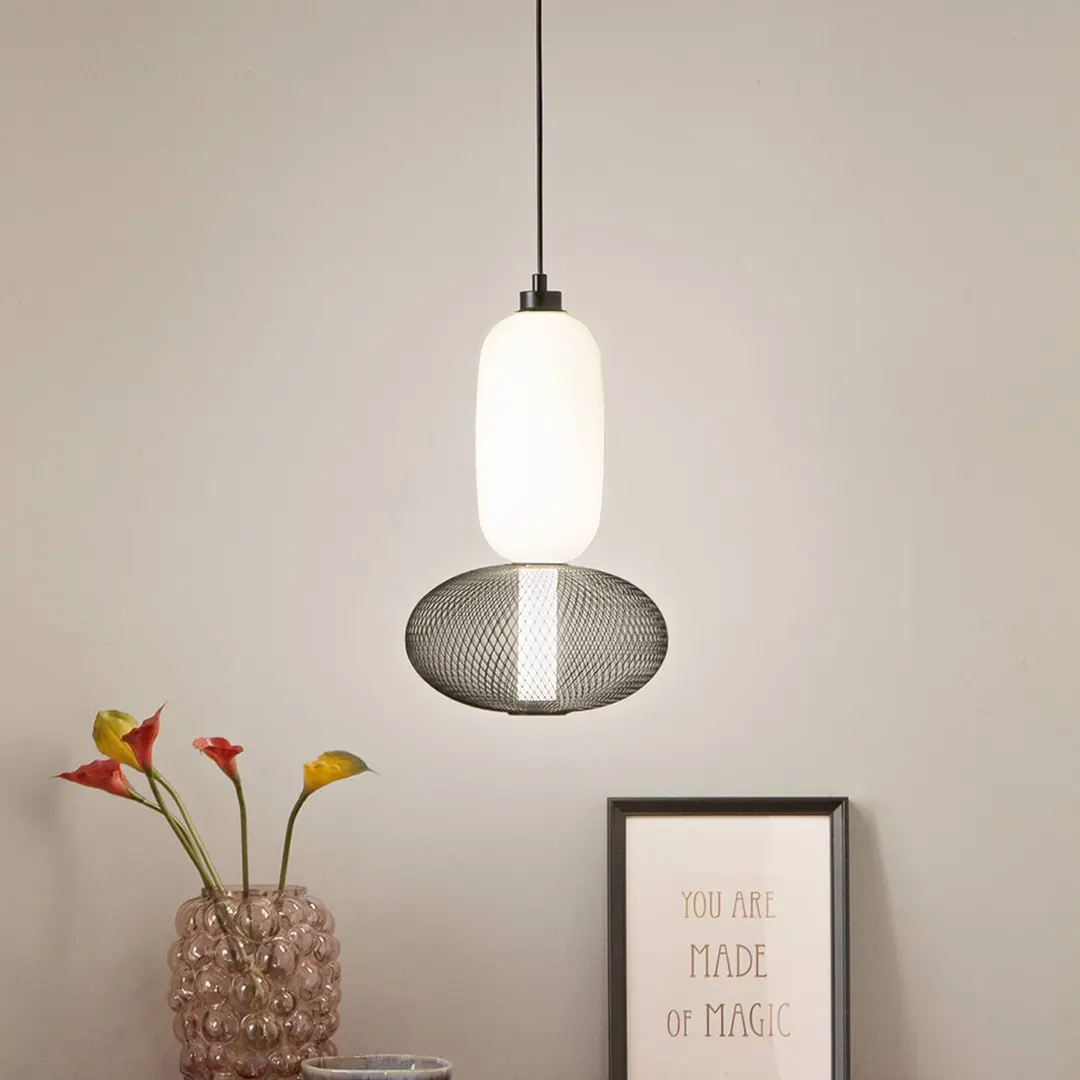 Luce Ambiente Design LED-Hängelampe INKAS, Höhe 90 cm, schwarz, Glas/Metall, CCT