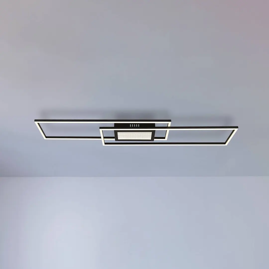 Globo LED-Deckenlampe Saunders, Länge 96 cm, schwarz, 3D-Effekt