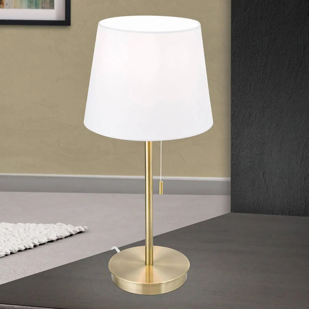 Orion Tischleuchte Ludwig mit USB-Port weiß/altmessing