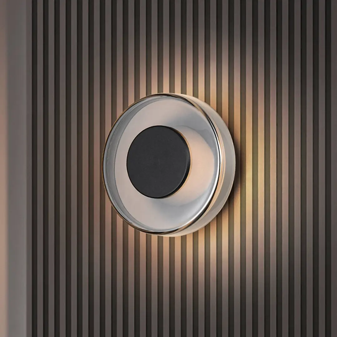Trio Lighting LED-Wandleuchte Celeste, schwarz/chrom, Ø 22 cm Glas dimmbar