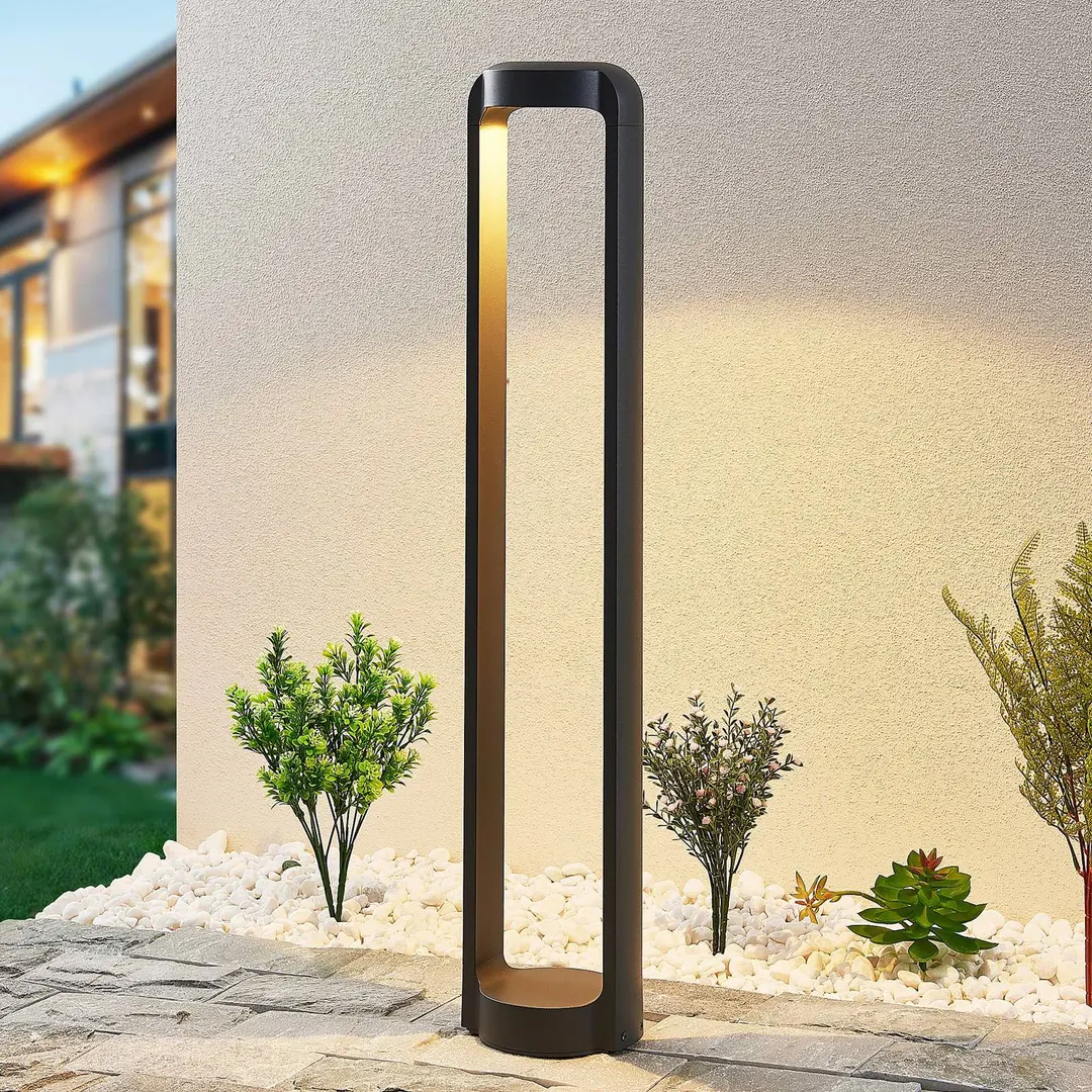 Lucande LED-Wegeleuchte Habsa, 80 cm, anthrazit, Metall