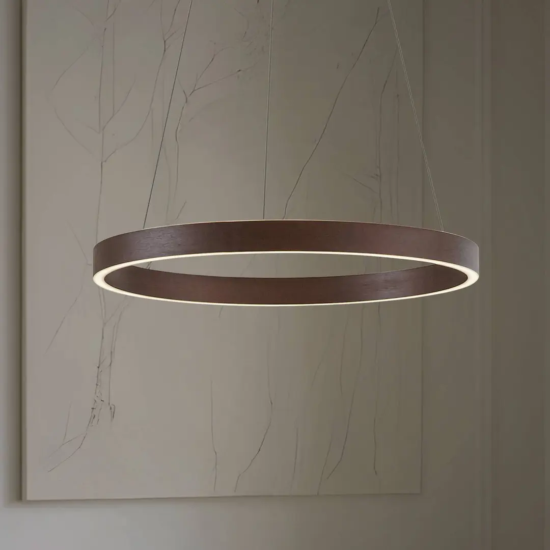 Lucande LED-Hängeleuchte Yonam, Ø 60 cm, 1-flg., braun, CCT