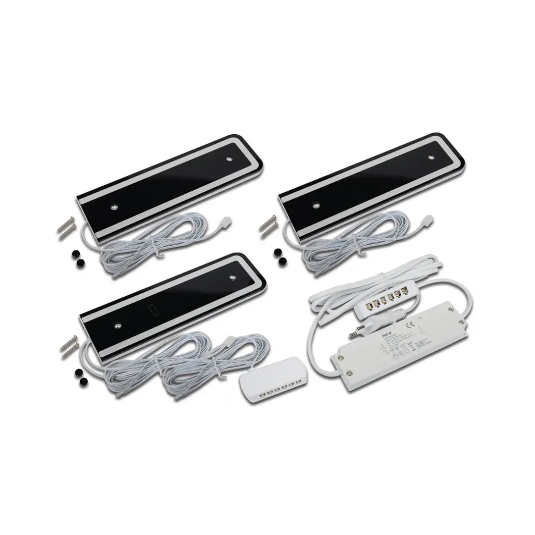 Hera LED-Unterschranklampe U-Pad F, 3er-Set 4.000K schwarz Sensor