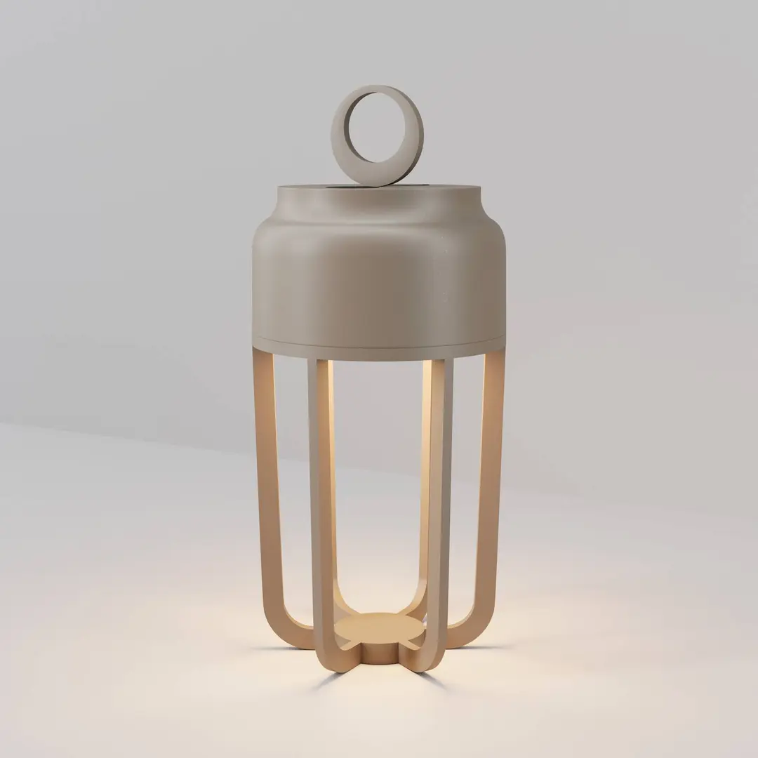 Maytoni LED-Akku-Tischlampe Vetra, beige, Höhe 22 cm Metall IP54 dim