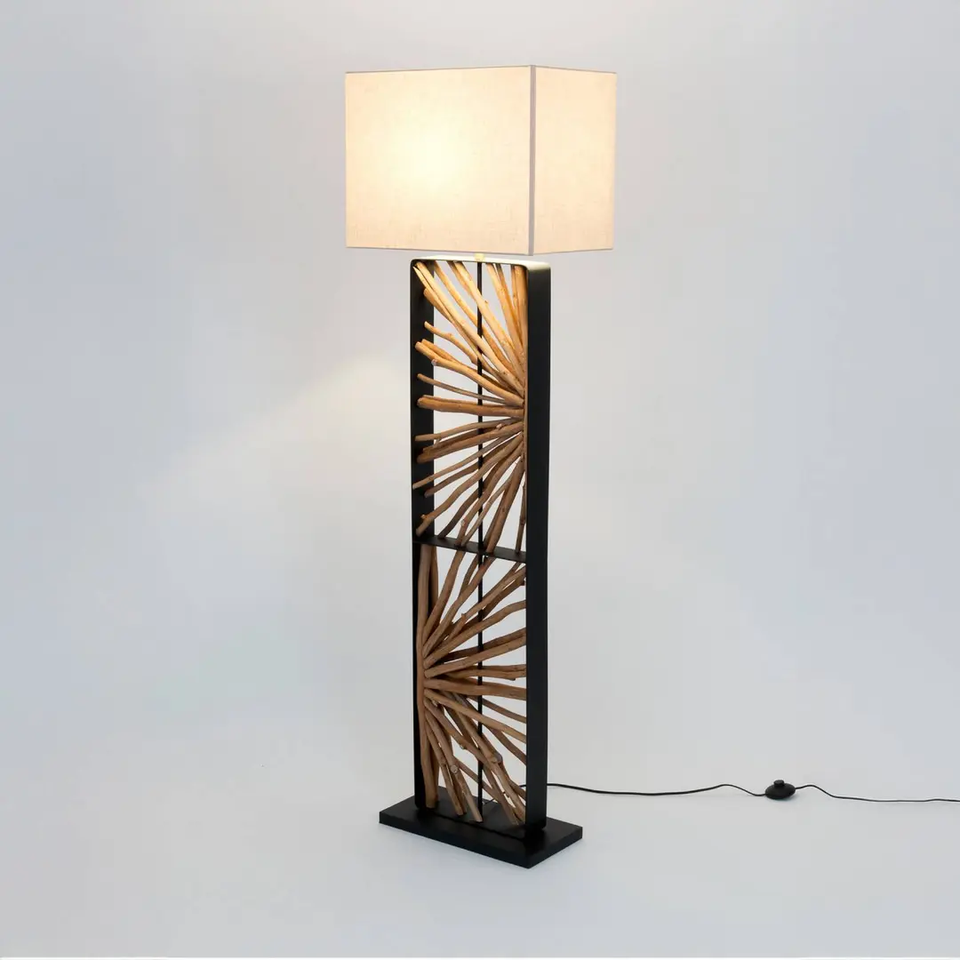Holländer Stehlampe MONTE ISOLA, natur/beige, Höhe 160 cm, Holz/Textil