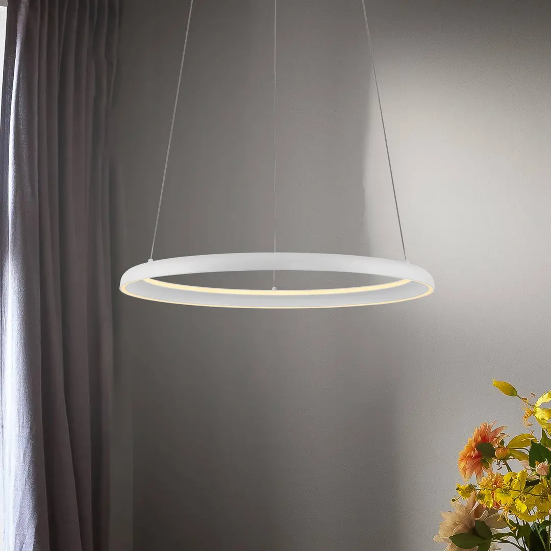 Schöner Wohnen LED-Hängeleuchte QUILLO, weiß, Ø 60 cm, Metall, switchdim