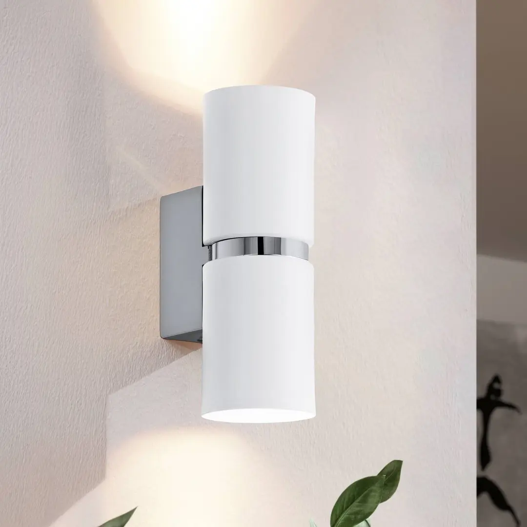 EGLO Zweiflammige LED-Wandleuchte Passa, rund, weiß