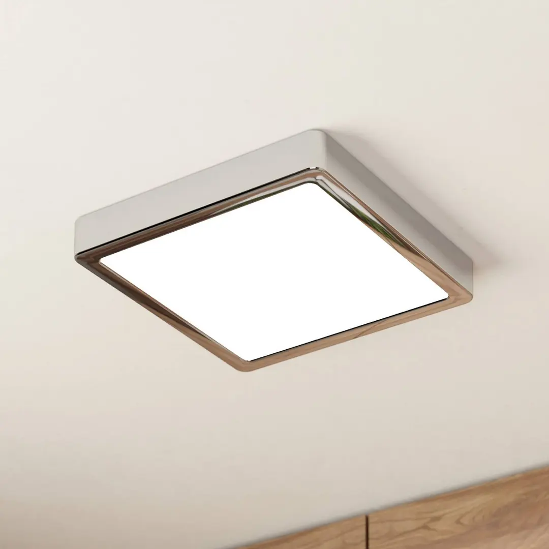 EGLO LED-Deckenlampe Fueva 5 IP44 3000K chrom 21x21cm