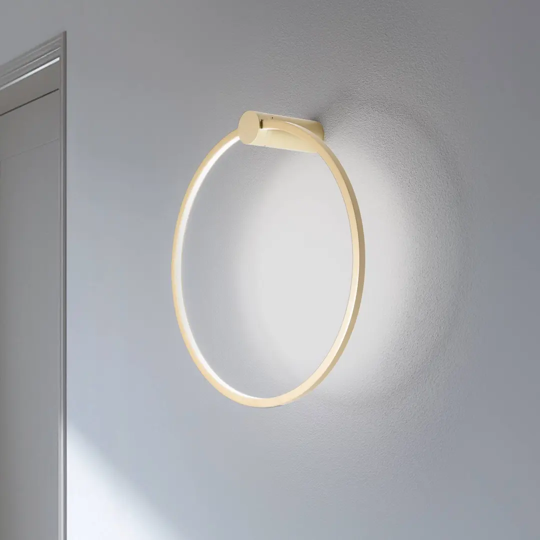 Milagro Lighting LED-Wandleuchte Saturno, gold, Ø 50 cm, Metall, 4.000 K