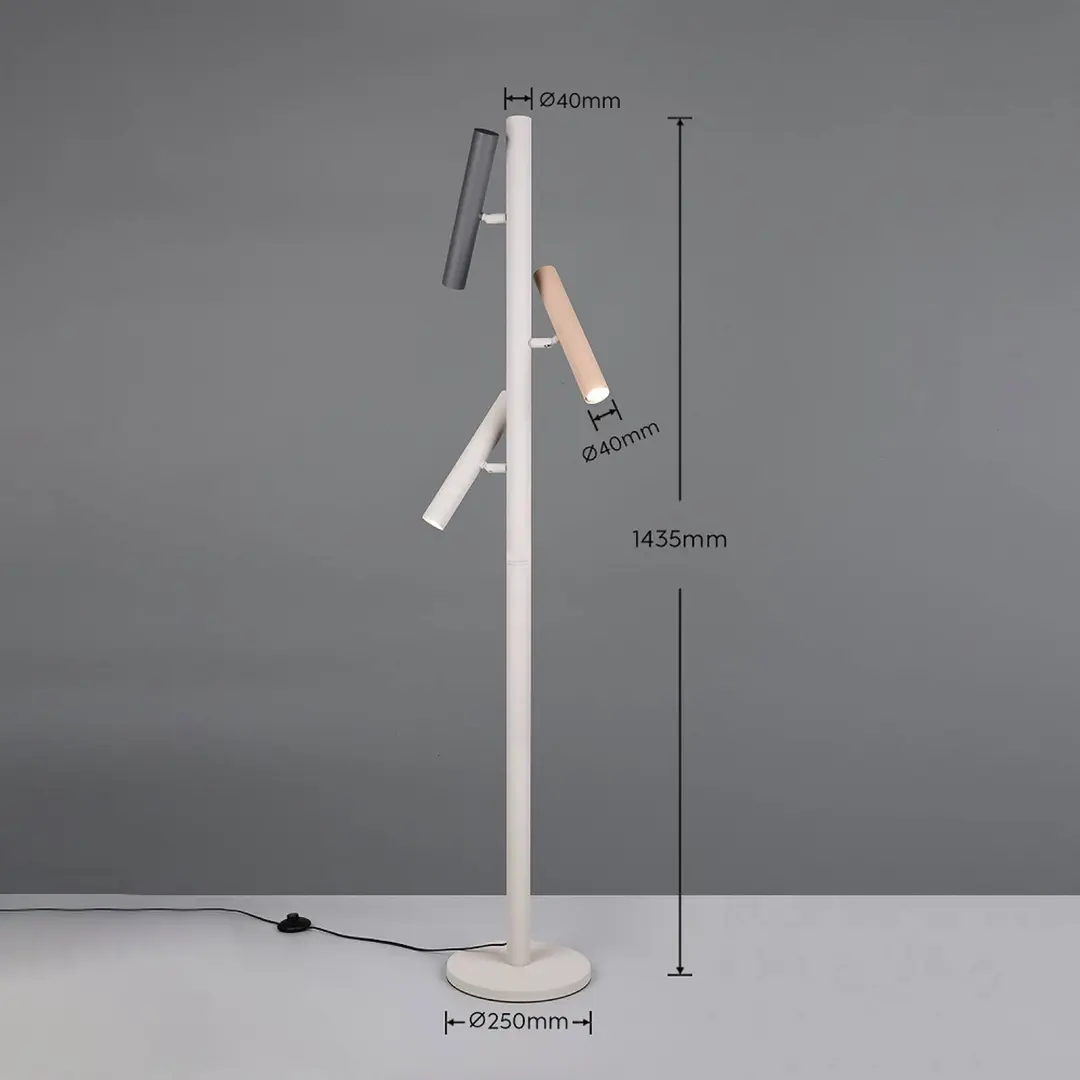 Trio Lighting Stehlampe Terloa, bunt, Höhe 143 cm, Metall, 3-flg.
