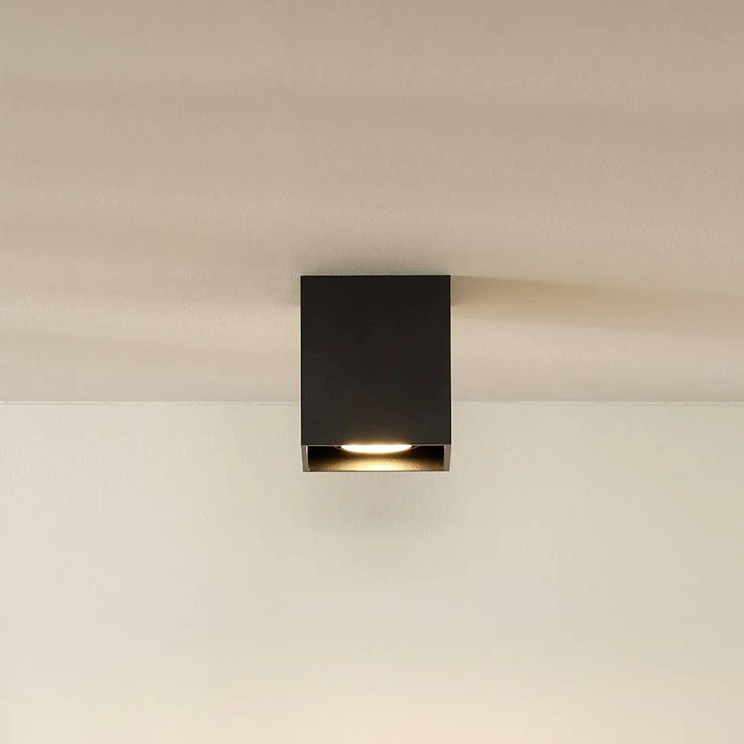 Lucide Deckenspot Bodi, eckig, schwarz, GU10, 1-flammig, Aluminium