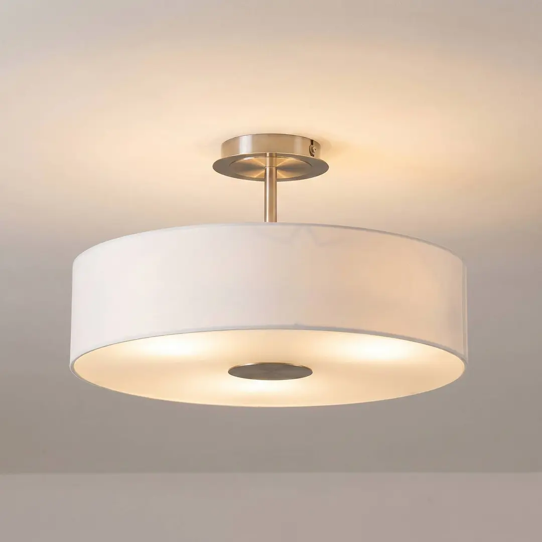 Lindby Deckenleuchte Josia, weiß, Stoff, Ø 47 cm, E27