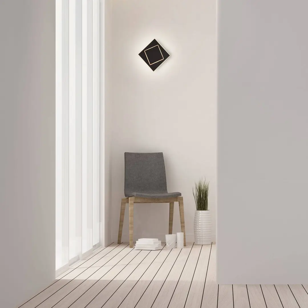 Mantra Iluminación LED-Wandleuchte Dakla, schwarz, 18x18 cm