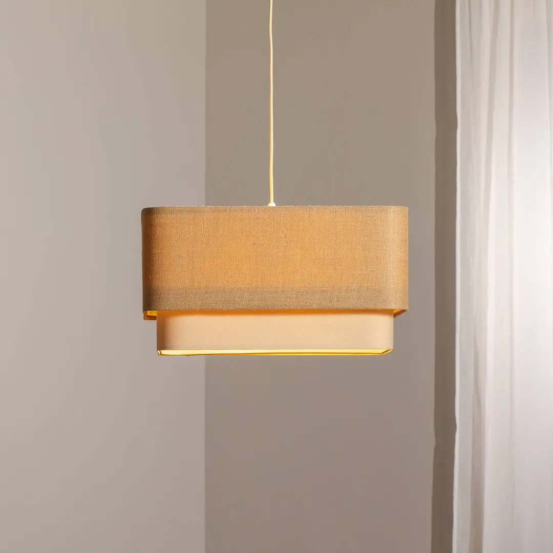 Maco Design Hängeleuchte Kwadro Duo, creme/beige, 50x50cm, Jute/Leinen