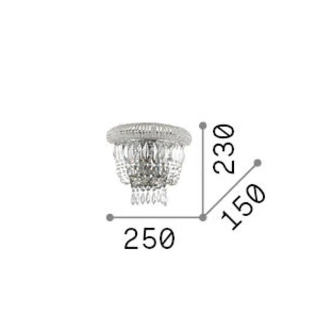 Ideal Lux Wandlampe Dubai messing/klar Breite 25 cm Kristall