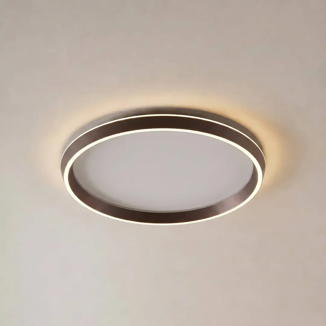 Lucande LED-Deckenlampe Rylan, braun, Ø 62 cm, dimmbar, CCT