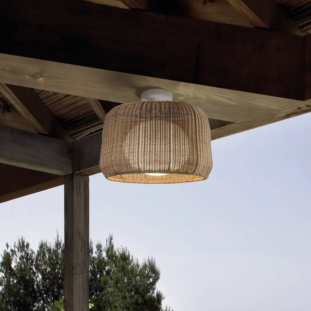 Bover Außen-Deckenlampe Fora, naturweiß/beige, Ø 50 cm