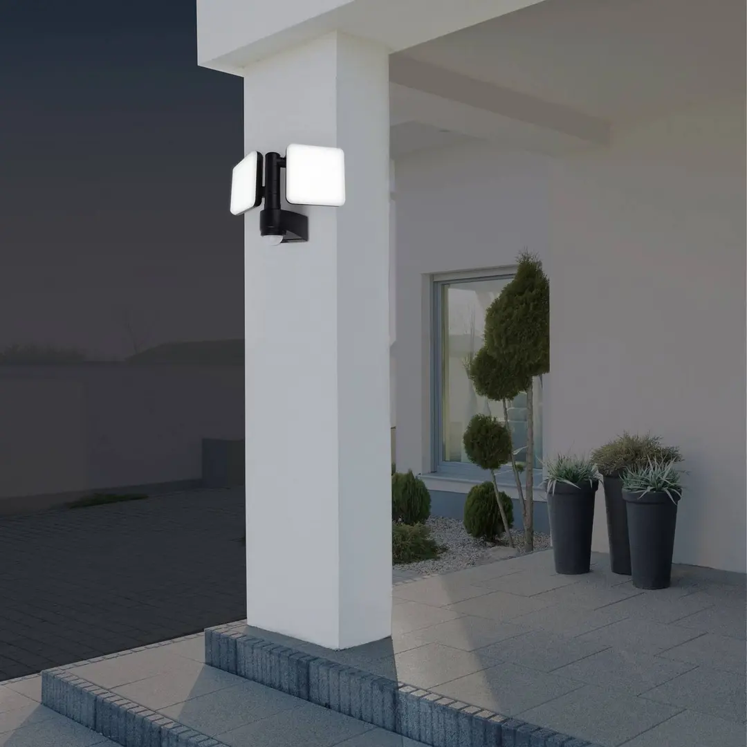 Naeve Leuchten LED-Außenwandleuchte Jaro, Sensor, zweiflammig