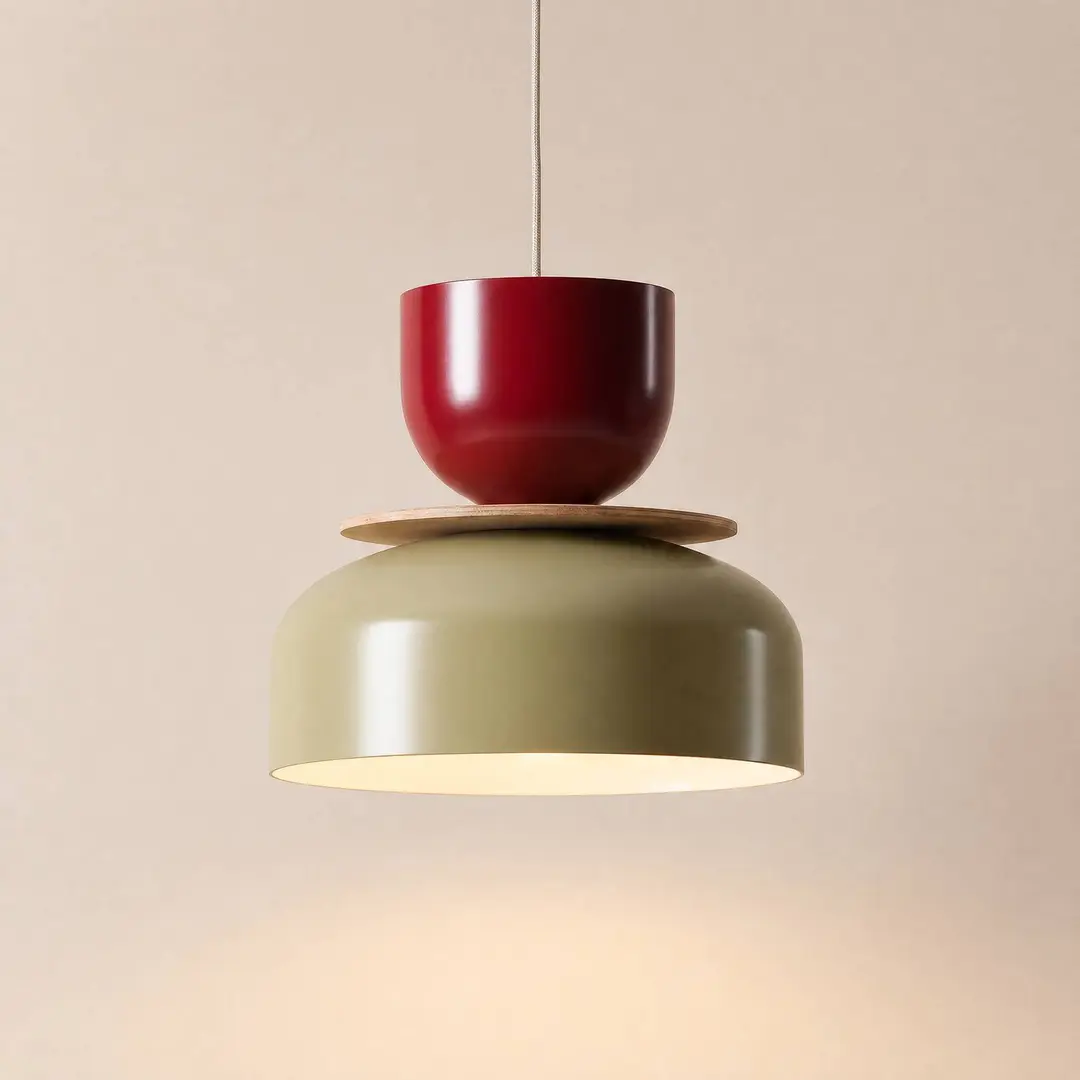 ALDEX Hängeleuchte Uto, beigebraun/dunkelrot, Ø 30 cm, Metall
