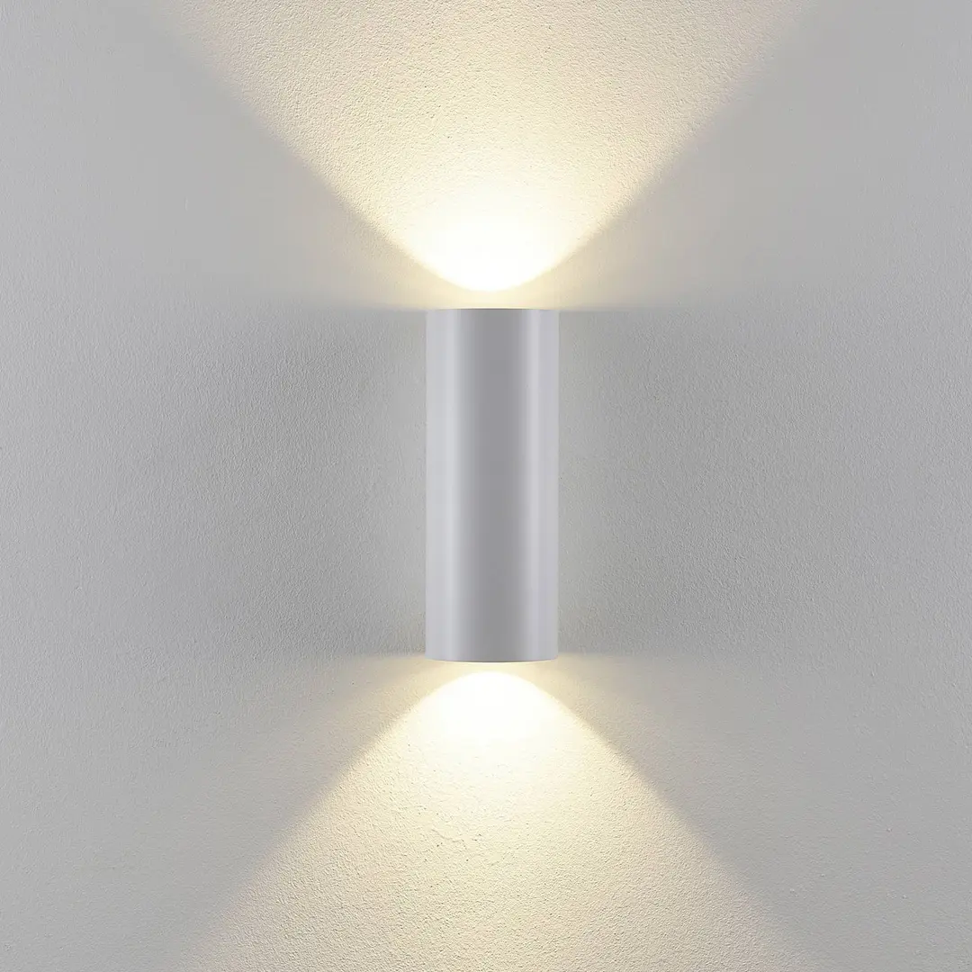 Deko-Light Außenwandlampe CAN, weiß, 2-flg., Ø 8 cm, IP65, Metall, GU10