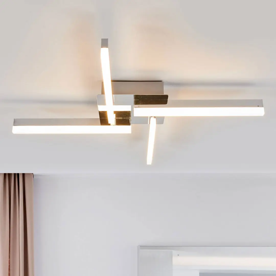 Lindby LED-Deckenlampe Patrik, 59 cm, 4-flammig, chrom, IP44