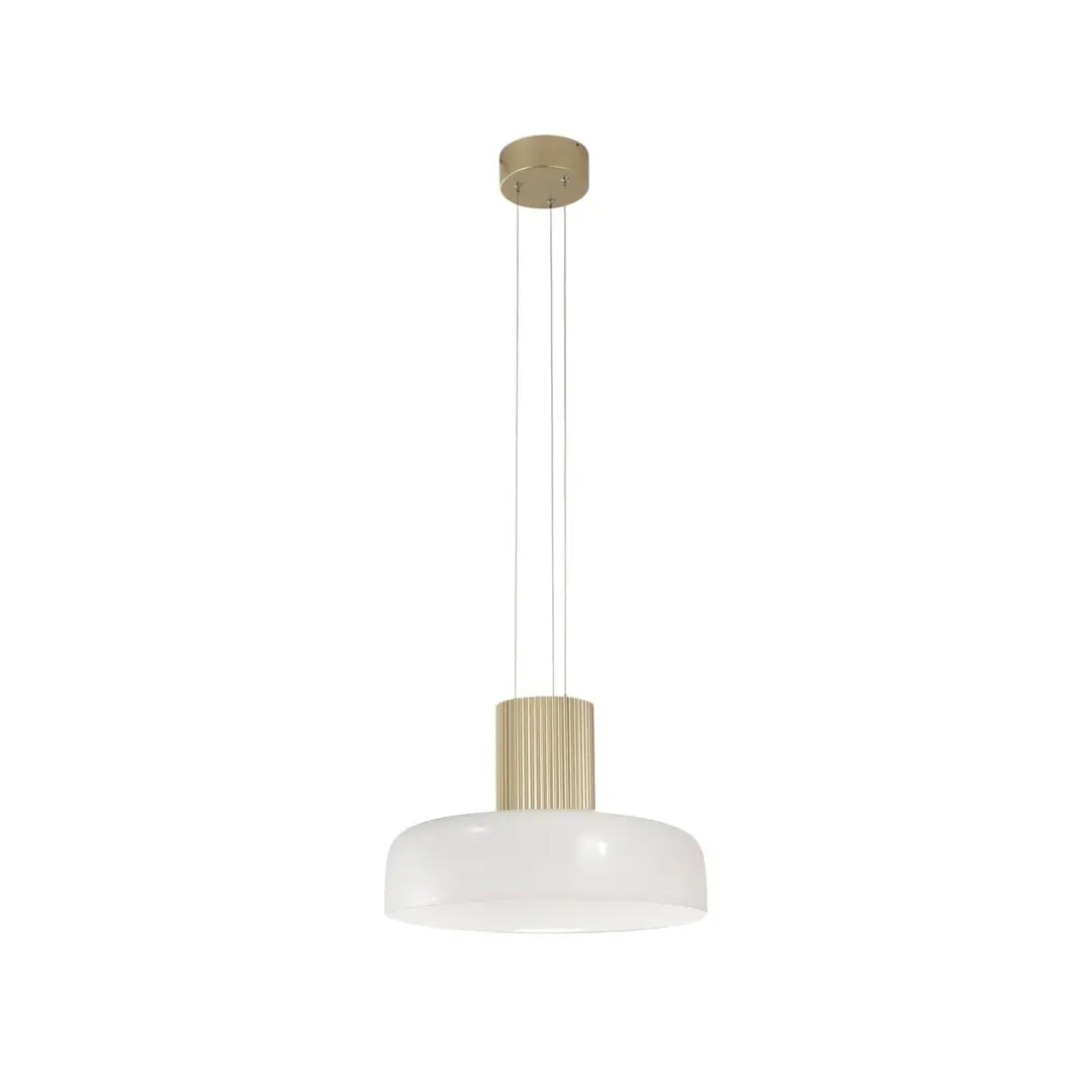 Fabas Luce LED-Pendelleuchte Lunar, weiß/gold, Glas, CCT, dimmbar