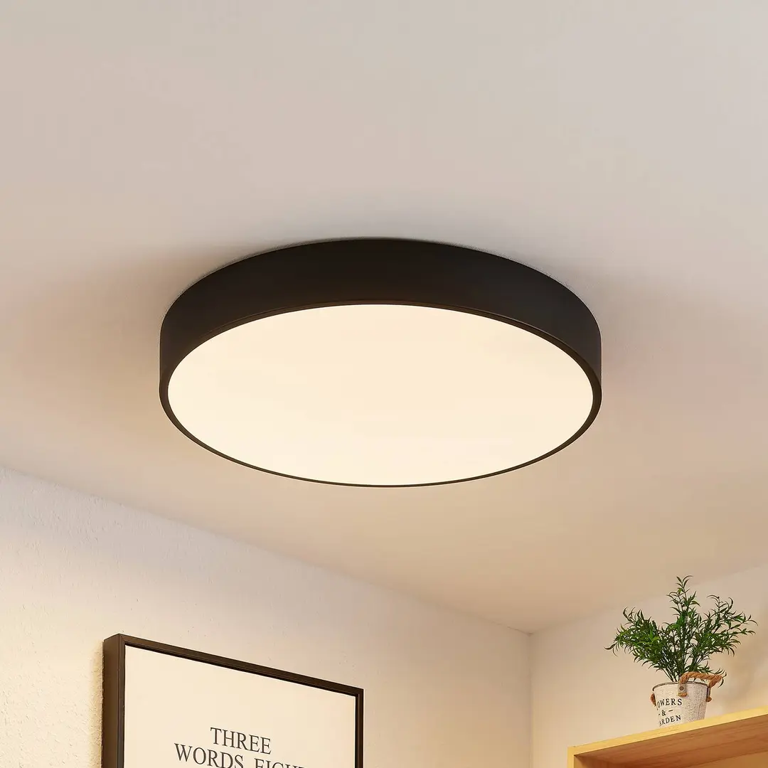 Lindby LED-Deckenleuchte Simera, Ø 50cm, schwarz, dimmbar