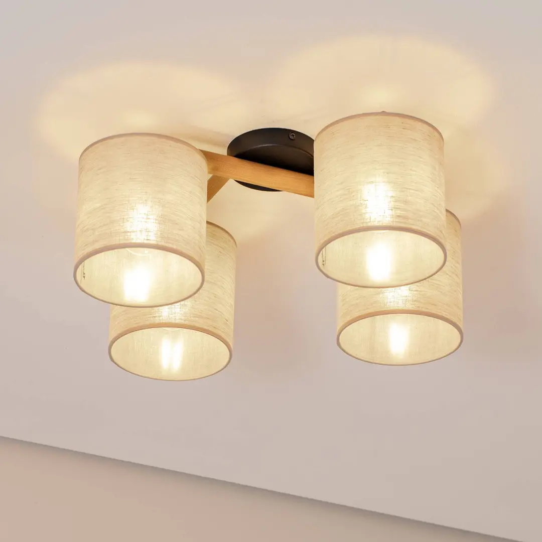 TK Lighting Deckenlampe Deva, vierflammig, Textil
