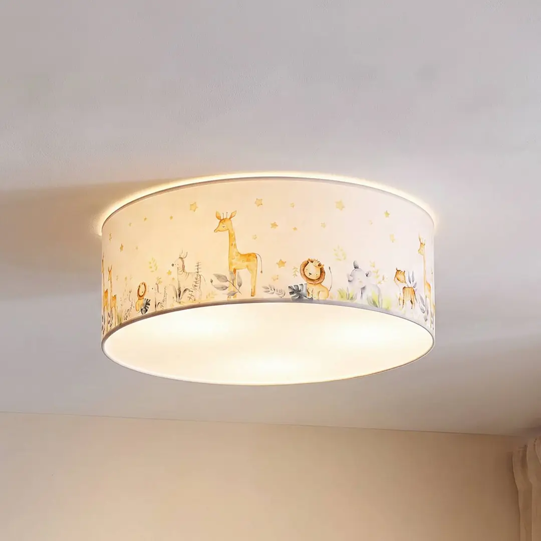 Duolla Kinder-Deckenlampe Kids Print, bunt/weiß, Ø50 cm, Textil