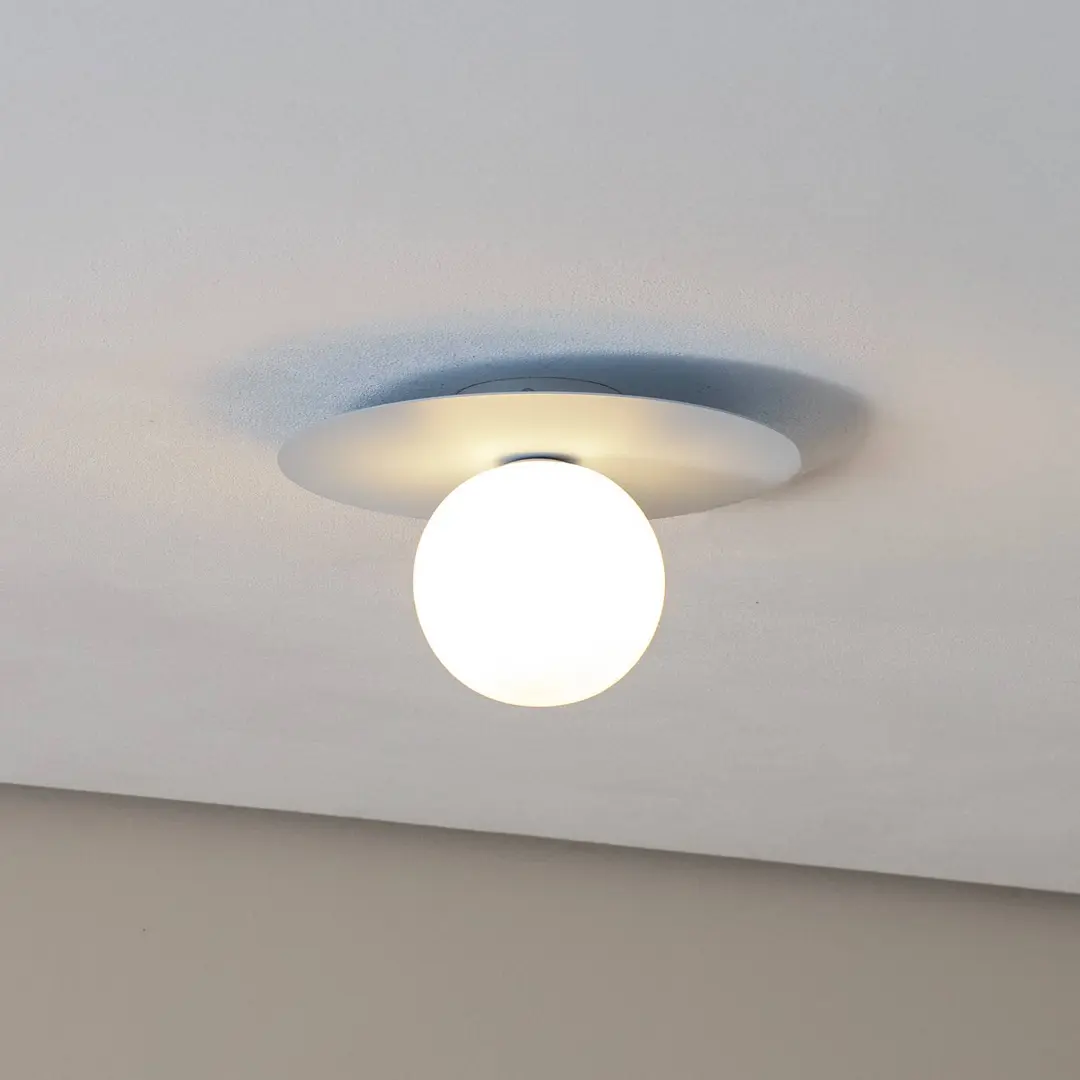TK Lighting Deckenlampe Pixie, hellblau, Glas, Ø 25 cm, Kugel, G9