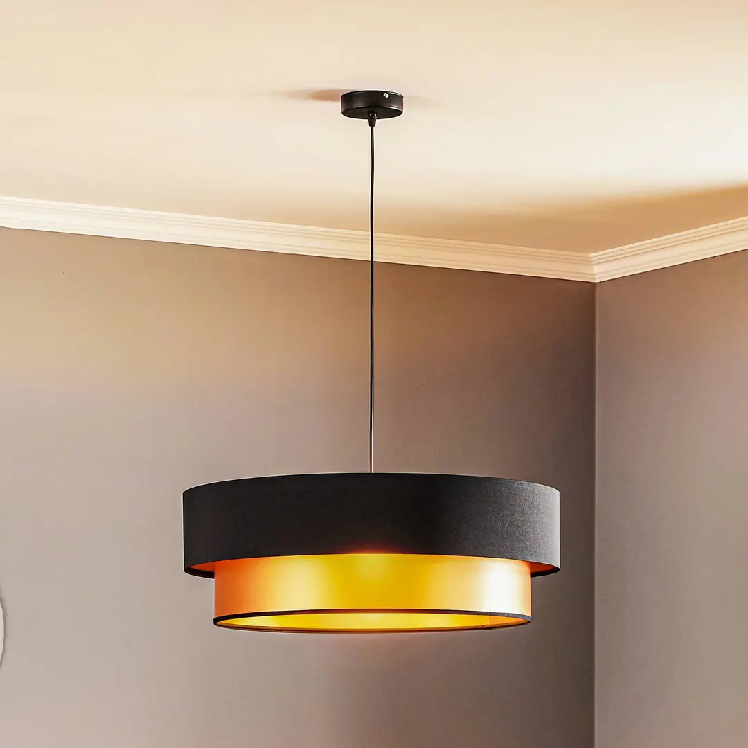 Maco Design Hängelampe Dorina, schwarz/gold Ø 60cm