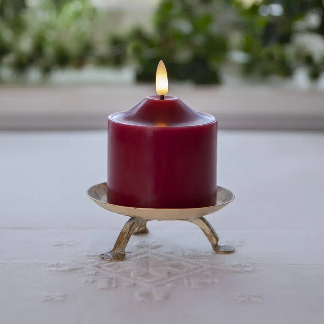 STAR TRADING LED-Kerze Flamme, Höhe 9,5 cm rot Echtwachs Batteriebetrieb