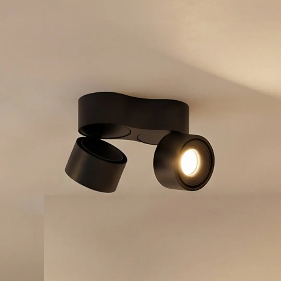 Arcchio LED-Deckenstrahler Rotari, 1240lm, 2-flg., schwarz