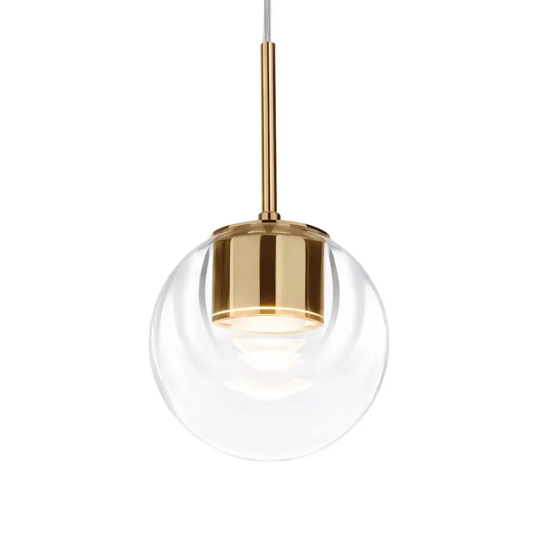 kdln LED-Hängelampe Dew, messingfarben, 1-flammig, Ø 11 cm