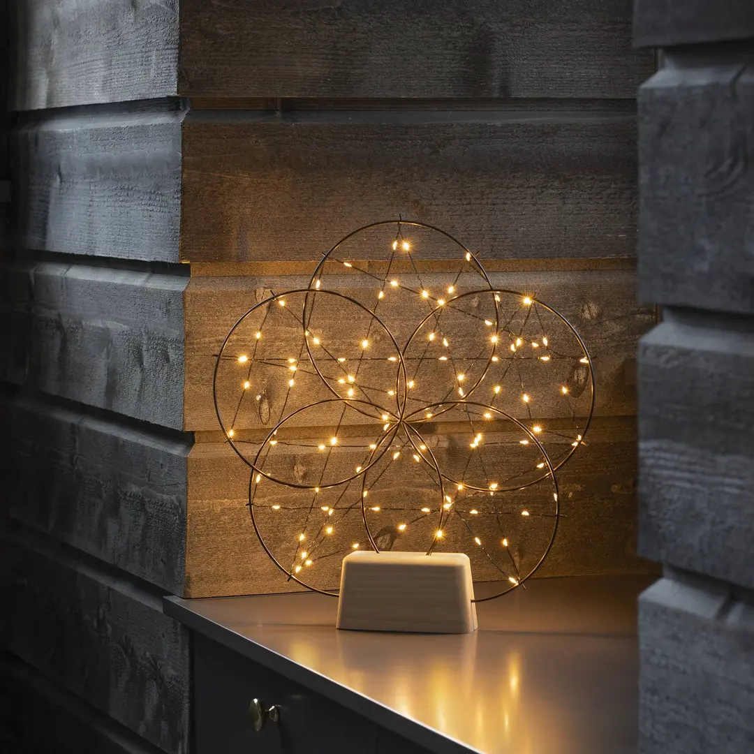 Konstsmide Christmas LED-Dekoleuchte 5 kleine Ringe, mit Holzfuß