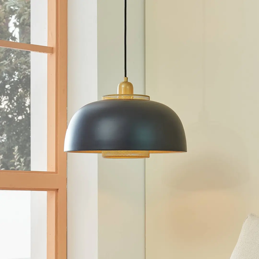 Lindby Miraca Pendelleuchte in Schwarz und Gold